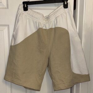Nike White and Tan Men Shorts